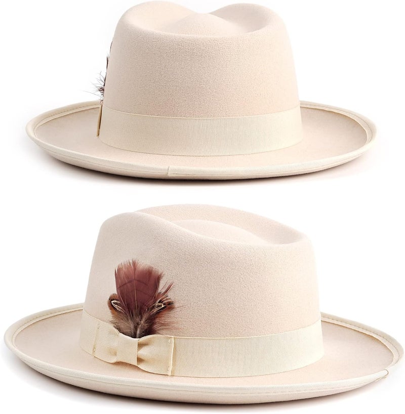 FADACHY Fedora Hats for Men & Women Wide Brim Felt Hat Dress Panama Trilby Hats - Image 5